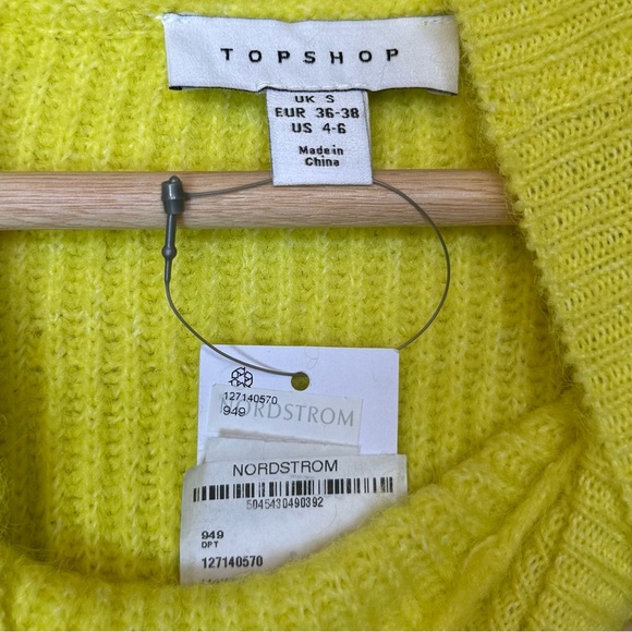 TOPSHOP Funnel Neck Oversized Ribbed Sweater In Green NWT Size XS - Picture 4 of 6